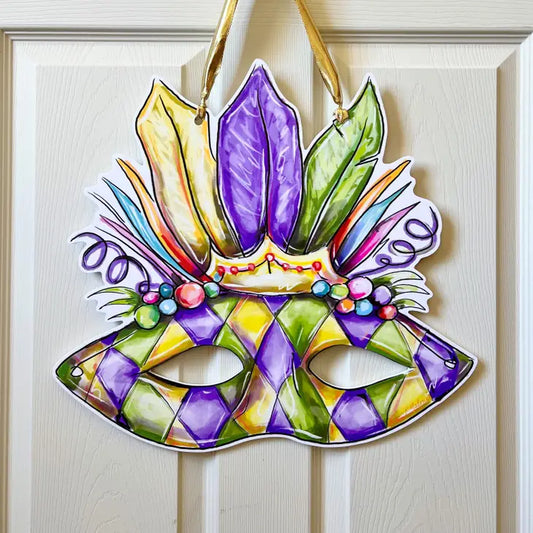 Carnival Mask Mardi Gras Door Hanger - New Orleans Decor