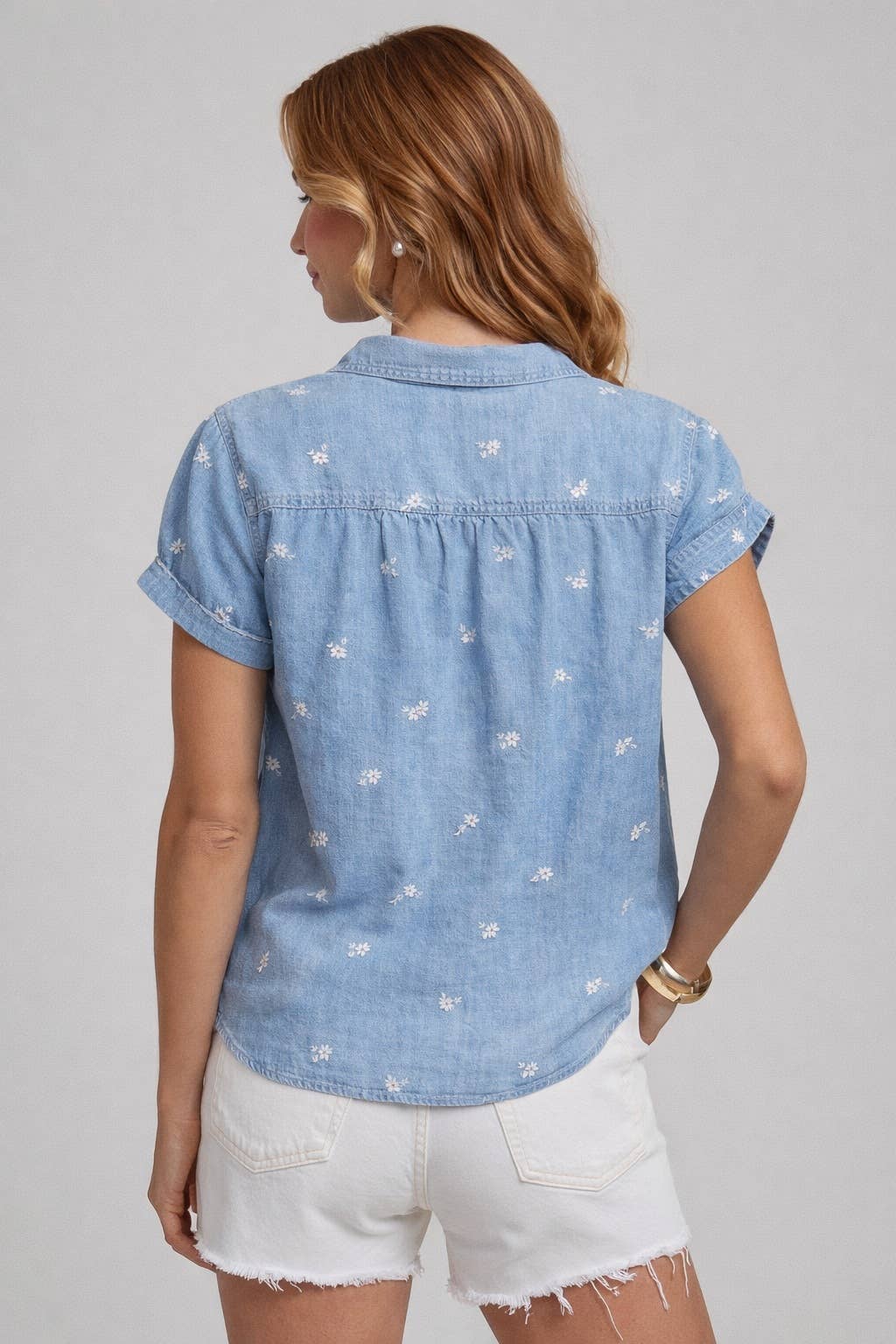 FLORAL EMBROIDERED BUTTON SHIRT