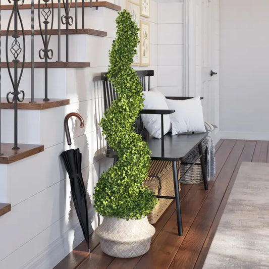 Faux Boxwood Spiral Topiaries, 4ft