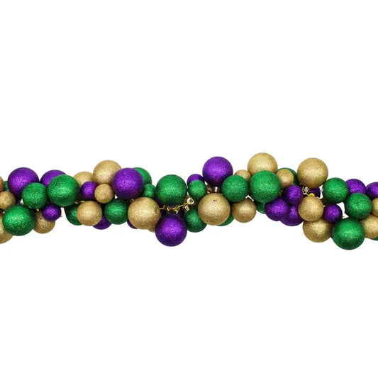Mardi Gras Glitter Ball Garland 6'