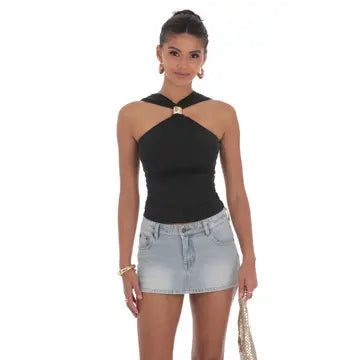 Gold Embellished Top Black