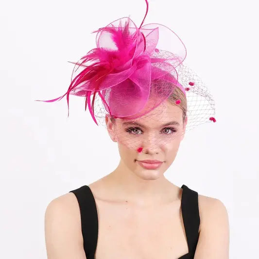 Kentucky Derby Flower Feathers Veiled Fascinator