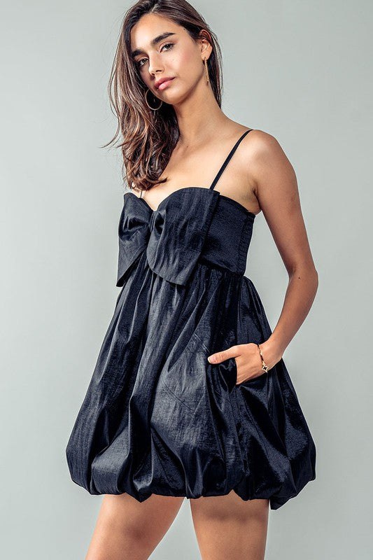 Bow Tie Balloon Mini Dress