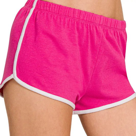 Pink Elastic Waistband Dolphin Shorts