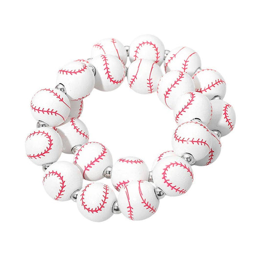 2pc Baseball Beaded Stretch Bracelet - The Season Boutique