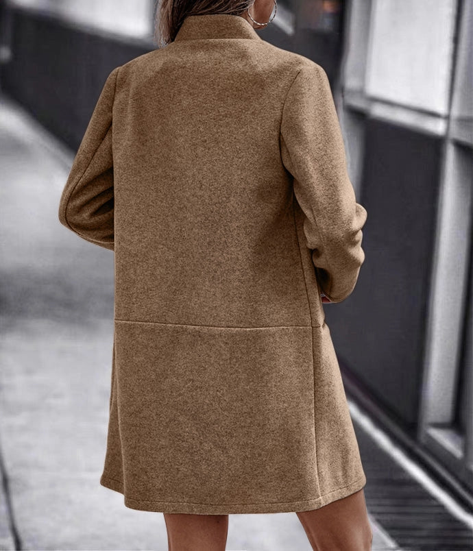 Front Notch Collar Mid-Length Coat