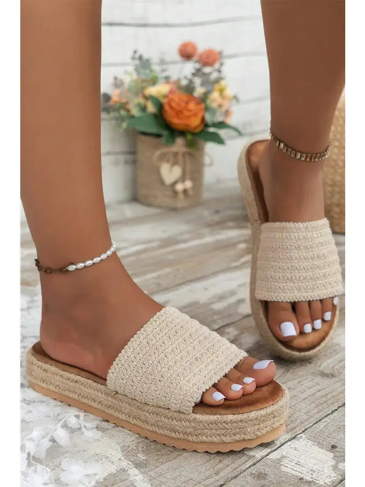 Boho Woven Non-Slip Wedge Slippers