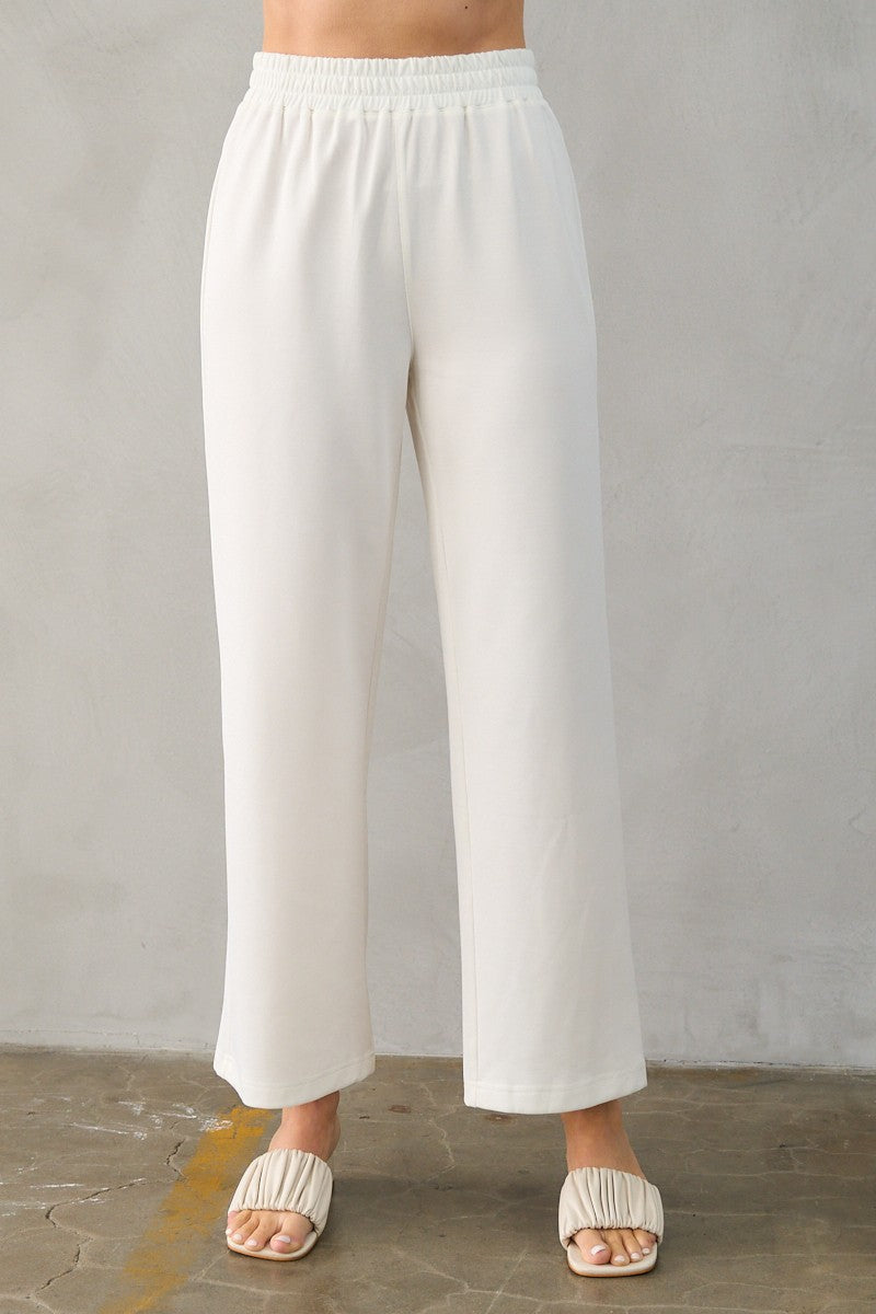 Soft Novelty Knit Wide-leg Pants