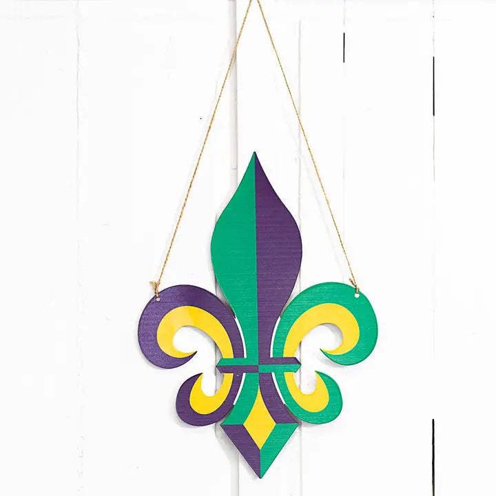 Mardi Gras Fleur De Lis Door Hanger Purple/Green/Yellow