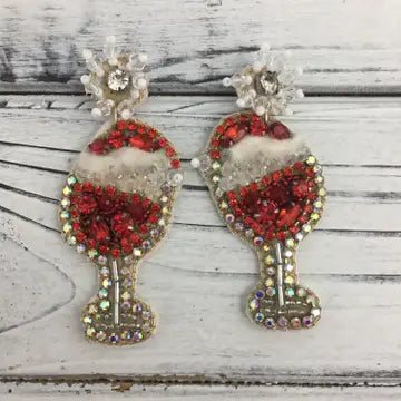Rhinestone Santa Hat Cocktail Earrings