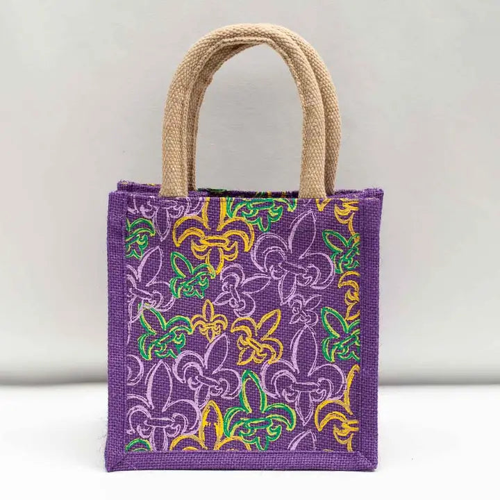 St. Charles Fleur Petite Gift Tote Purple/Yellow/Green/Gold 7x7x5
