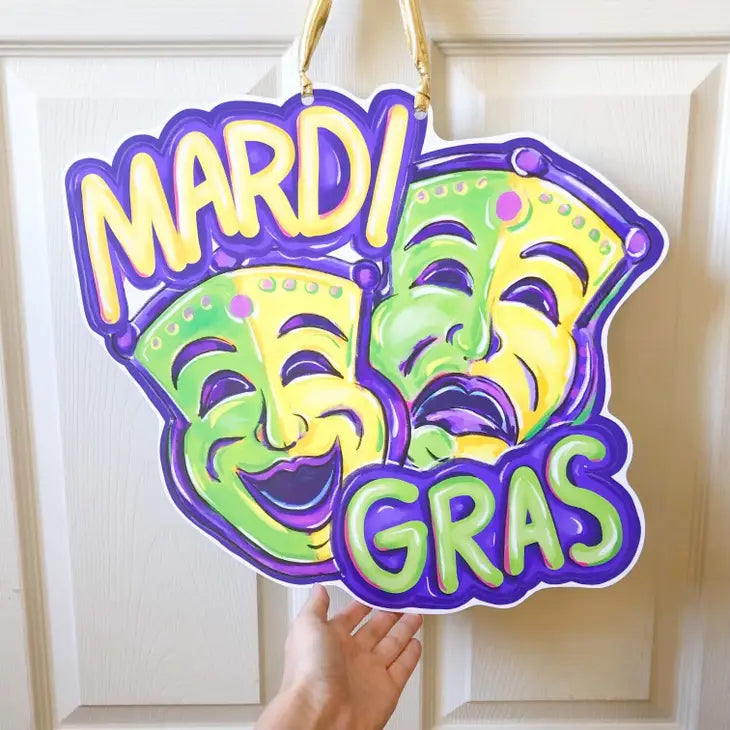 Mardi Gras Tragedy Comedy Masks Door Hanger