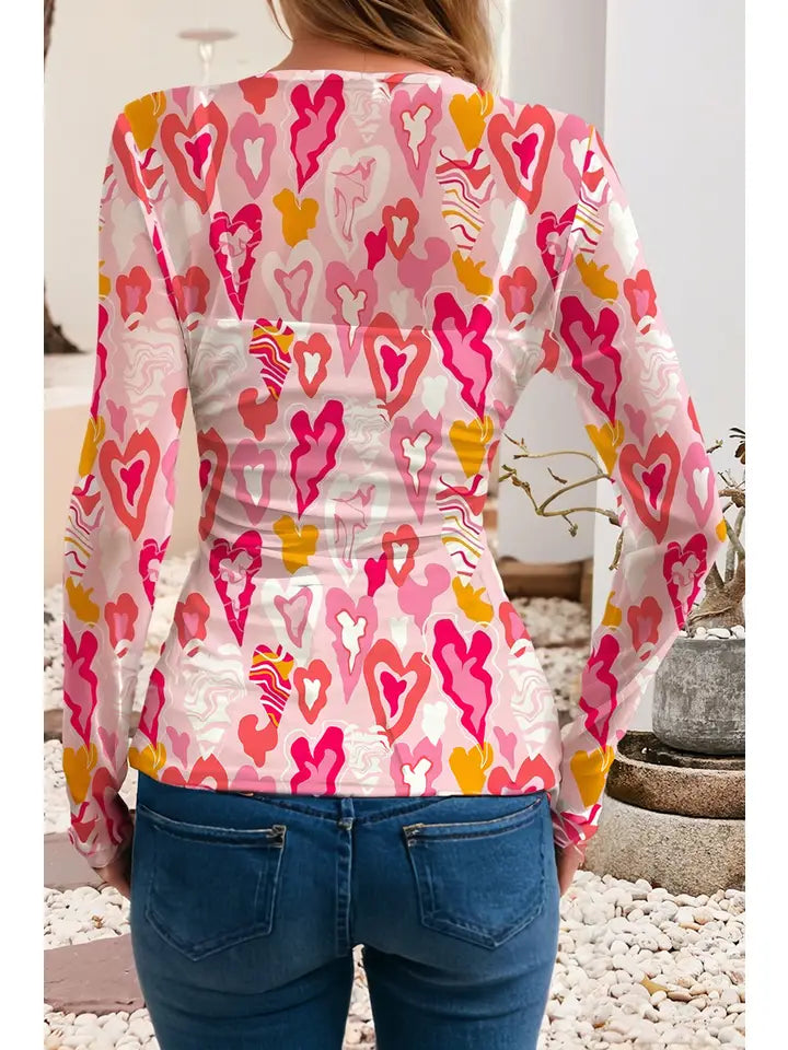 Valentine's Day Sheath Heart Blouse - The Season Boutique
