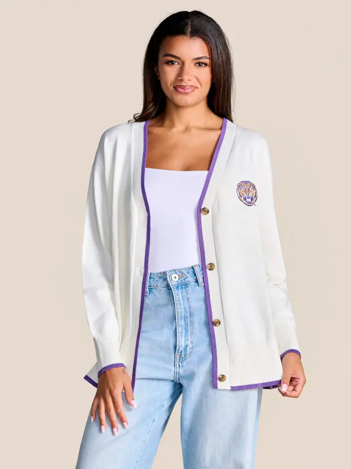 LSU Embroidered Cardigan