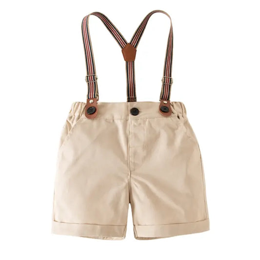 Khaki Boy Cotton Shorts Suspenders