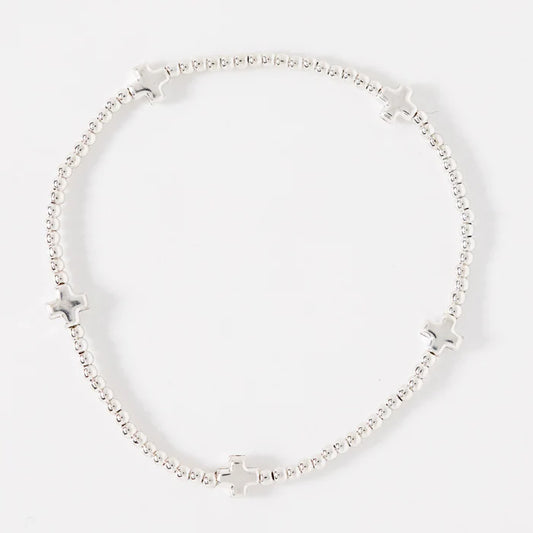 Signature Cross Small Sterling Pattern 2mm Bead Bracelet - Sterling