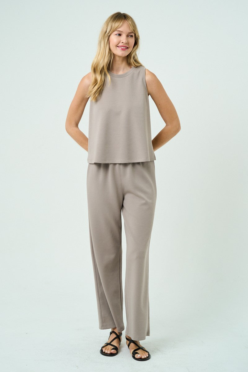 Soft Novelty Knit Wide-leg Pants