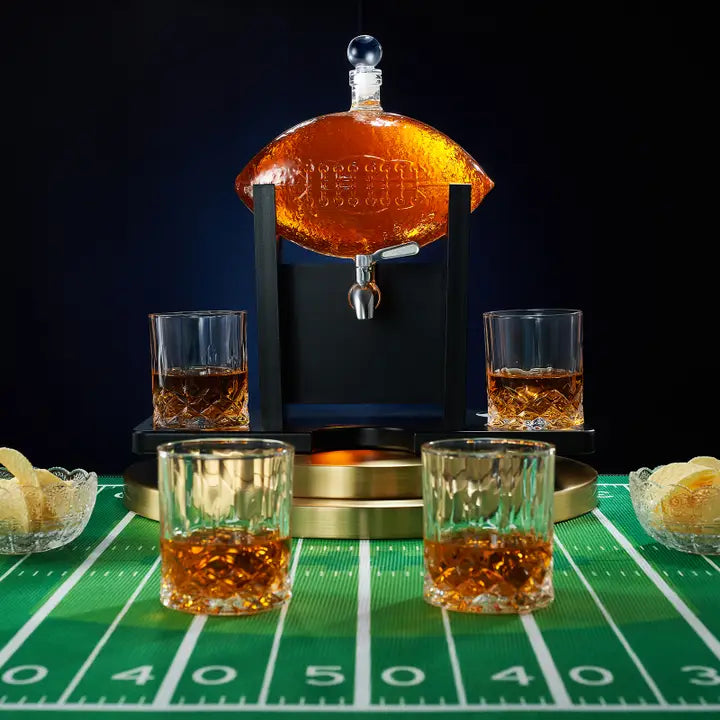 Football Decanter Set with 4 Whiskey & Wine Glasses | 1400mL