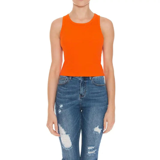Tango Ribbed High Neck Sleeveless Racerback Crop Tank Top