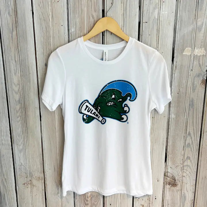 Tulane Angry Wave Women's Crew-White