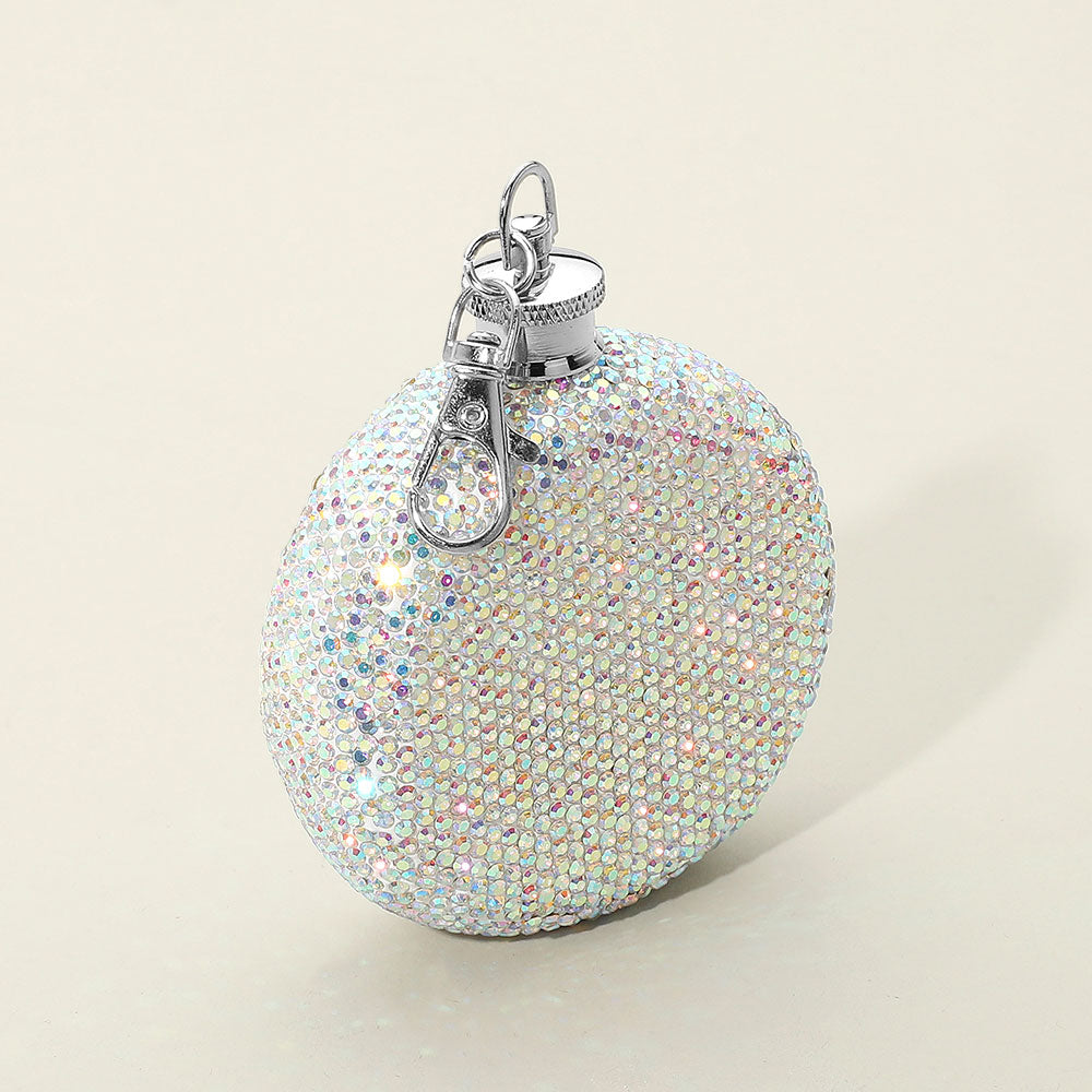 3oz Bling Studded Stainless Steel Round Flask