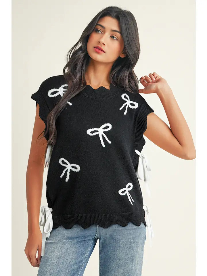 Bow Side Tie Hem Sweater