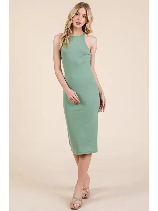 Solid Rib Midi Dress
