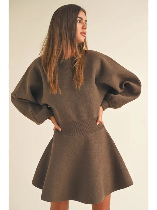 Ballon Sleeve Sweater Dress