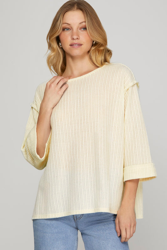 3/4 SLEEVE KNIT TOP