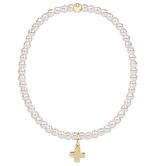 Classic Pearl 3mm Bead Bracelet - Signature Cross