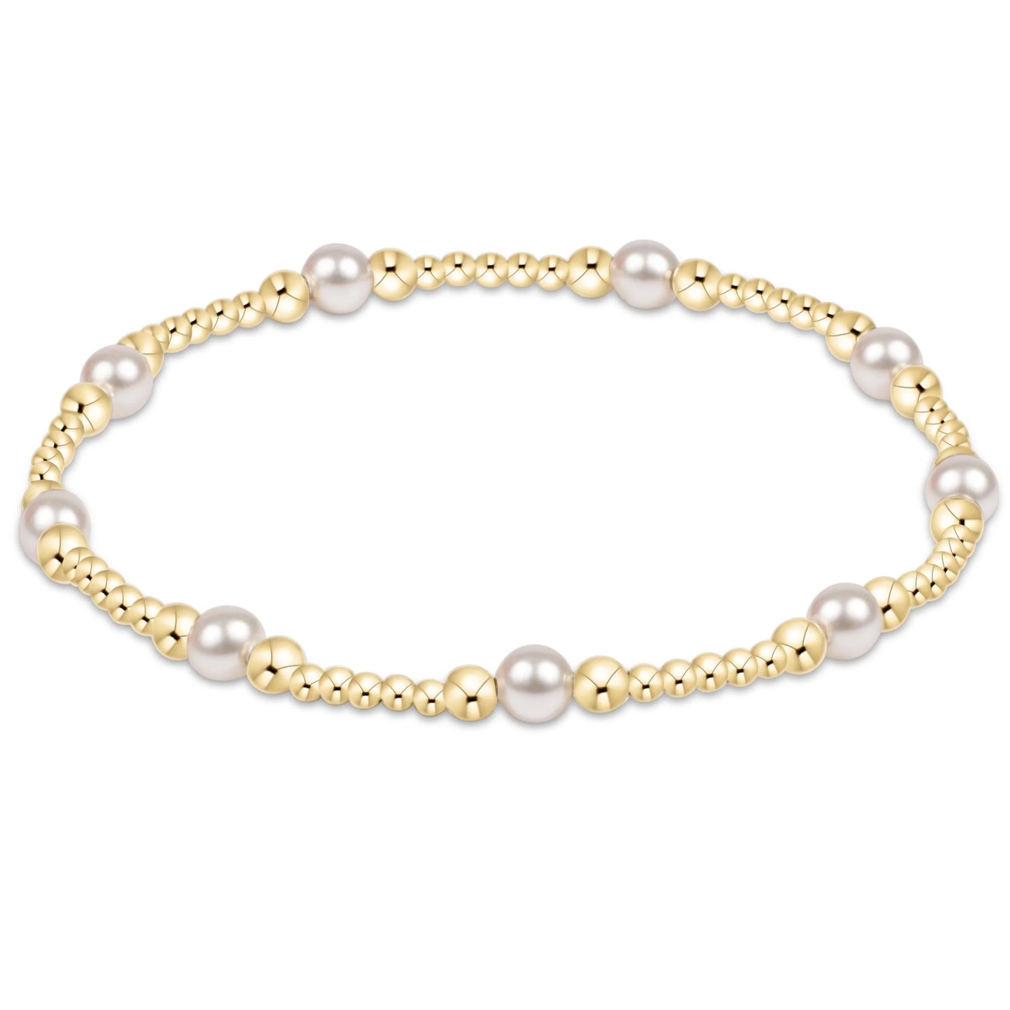Classic Purpose Pattern 4mm Bead Bracelet -Pearl