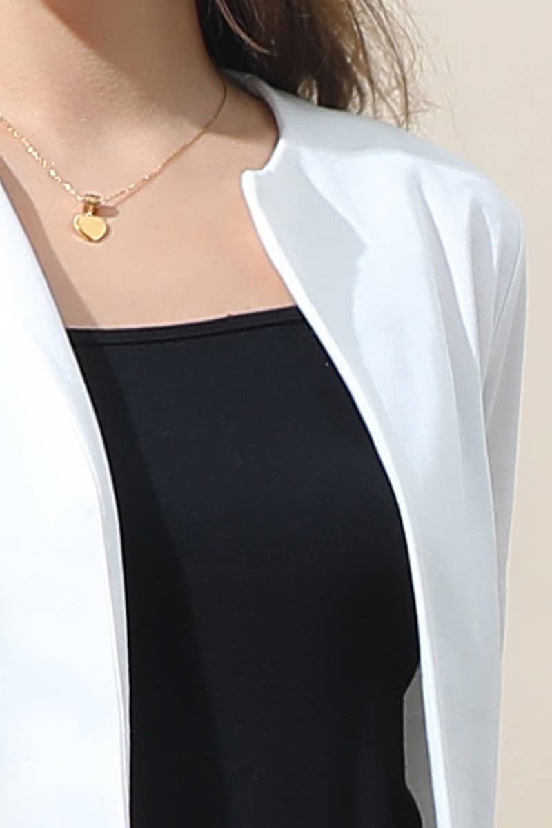 OPEN FRONT 3/4 SLEEVE JACKET BLAZER - The Season Boutique