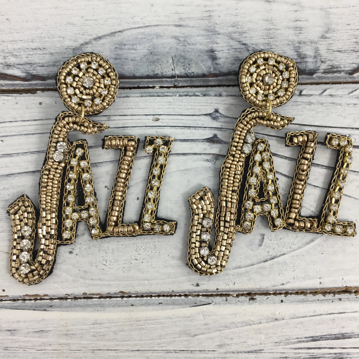 Beaded Jazz Saxophone Earrings