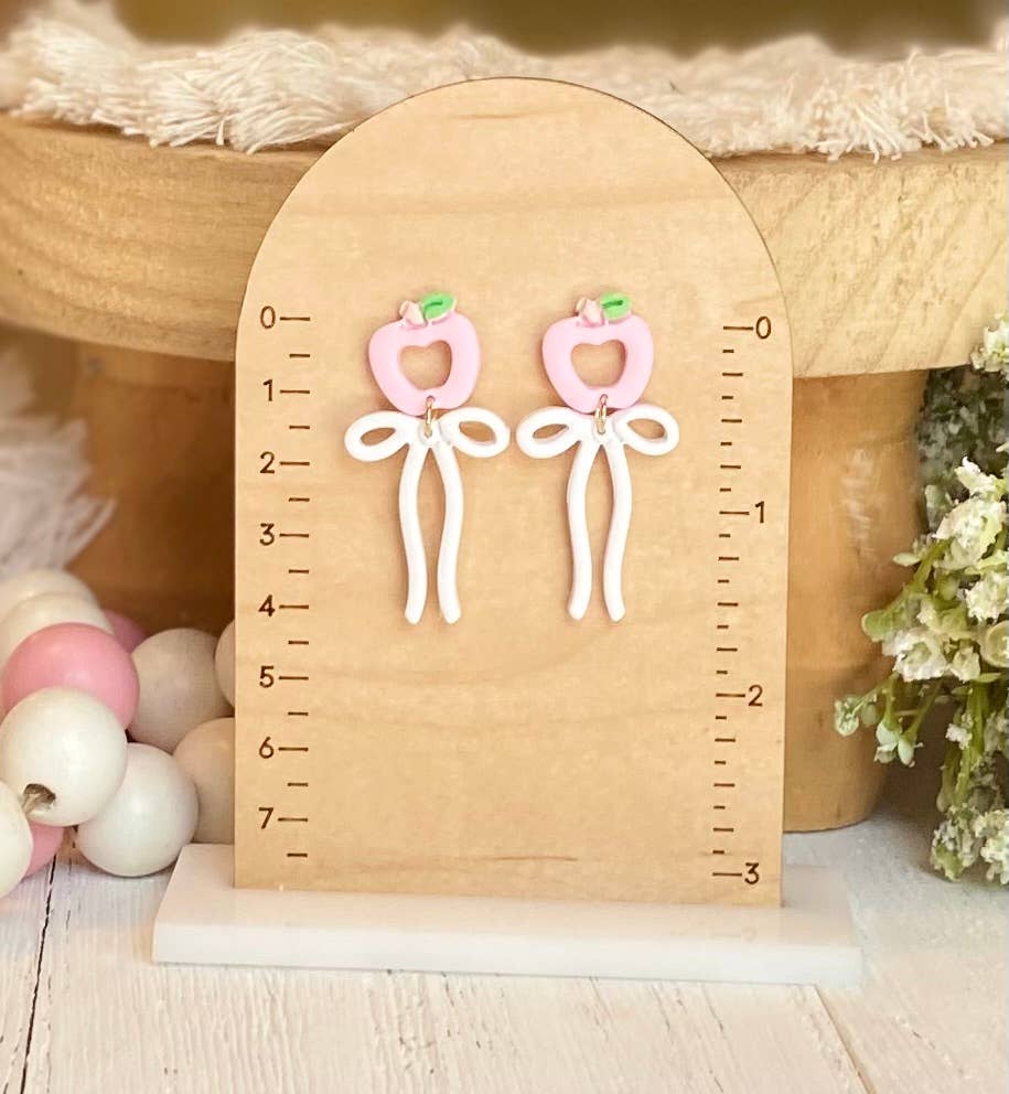 Teacher Earrings : Multi Bow with Apple Center