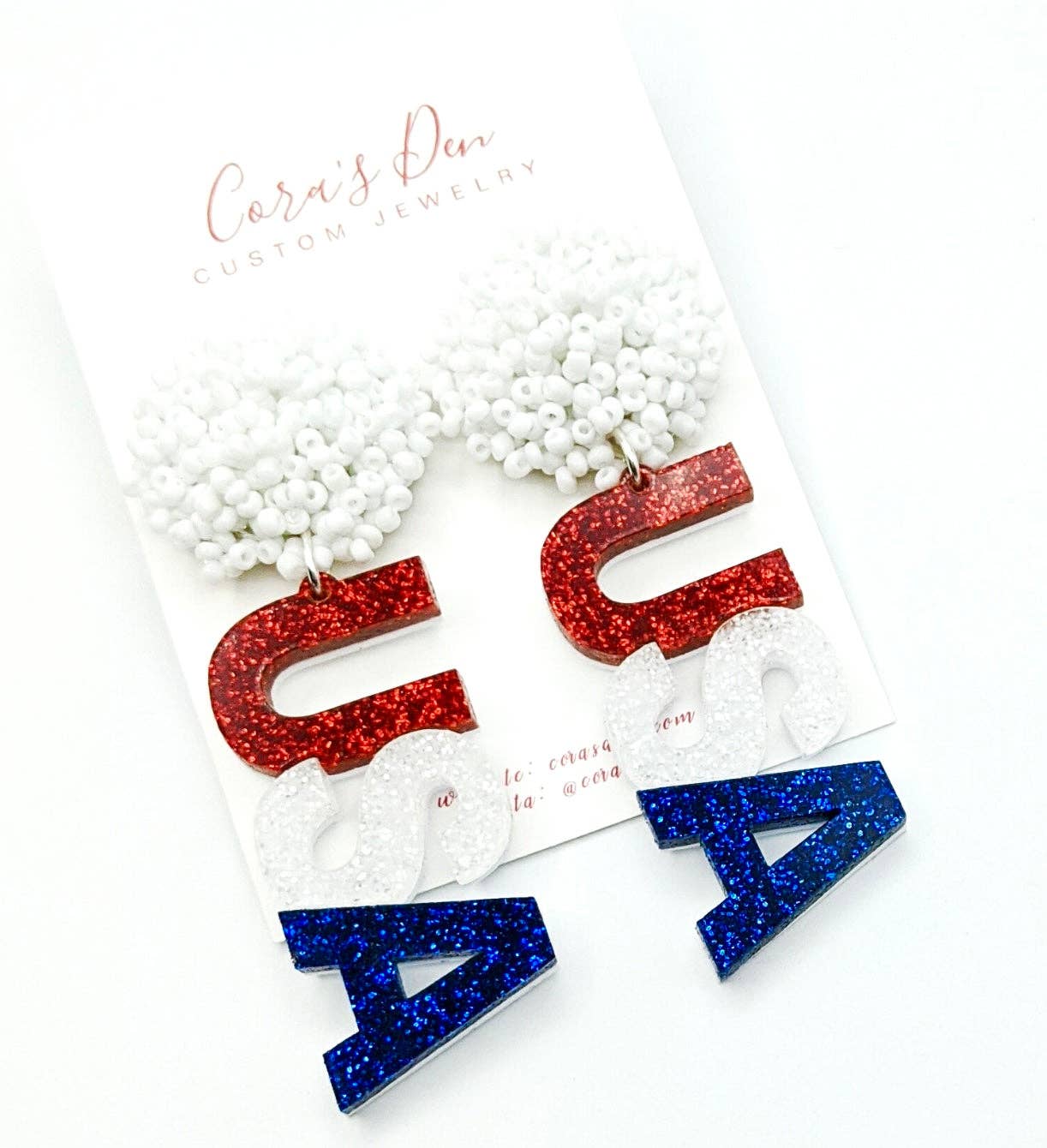 Multicolor USA Glitter Earrings - The Season Boutique