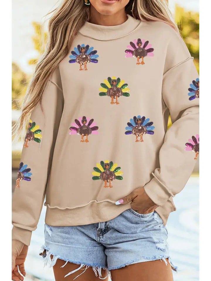 Sequin Turkey Pullover