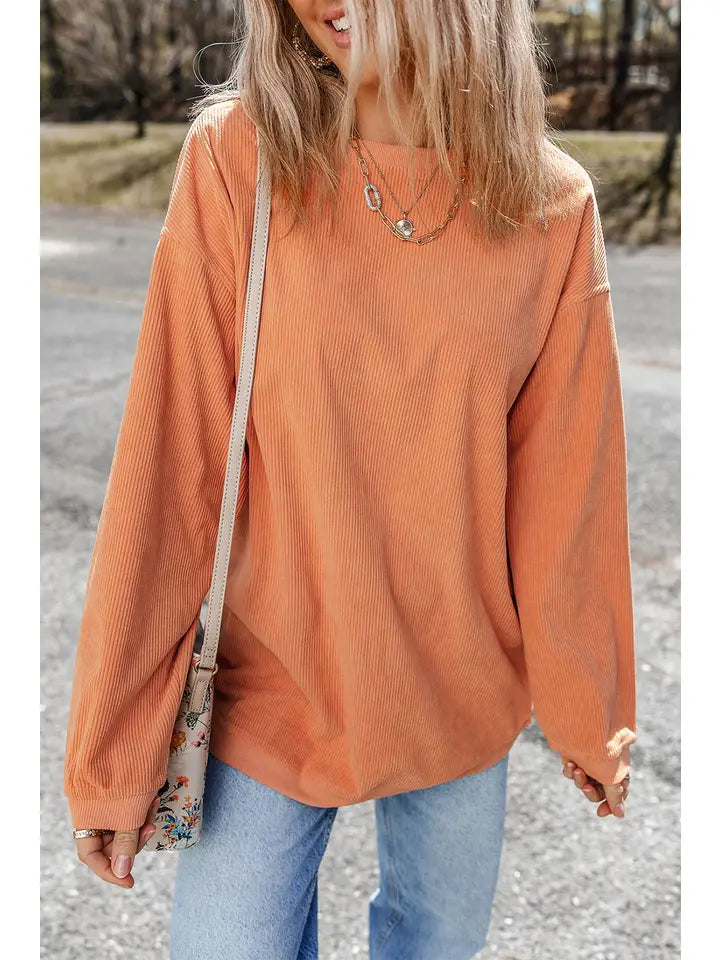 Ribbed Corded Oversized Sweatshirt