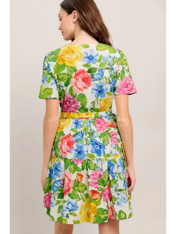 Floral Woven Mini Shift Dress - The Season Boutique