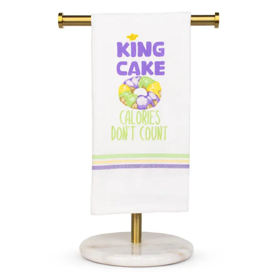 King Cake Calories Don't Count Hand Towel White/Multi 20x28