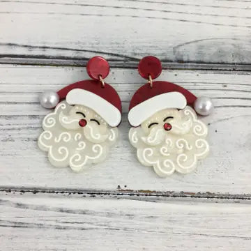 PINK Santa Earring