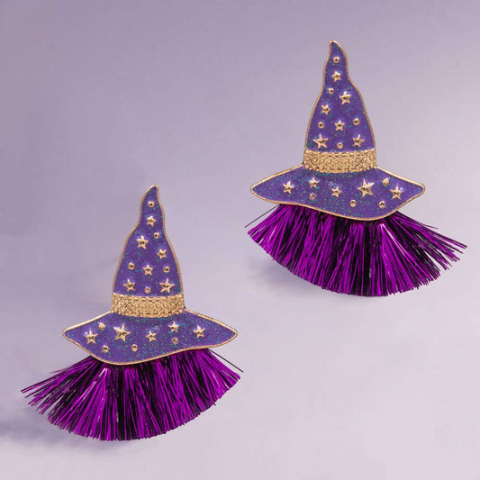 Witch Hat with Tassel Earrings