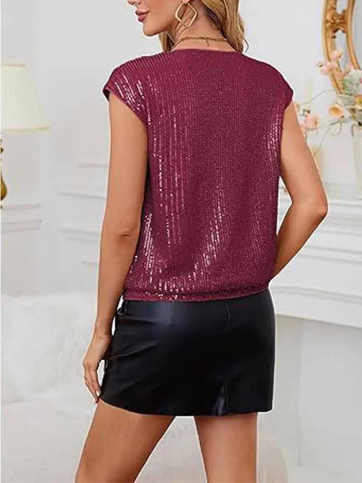 Glitter Slim Fit V-Neck