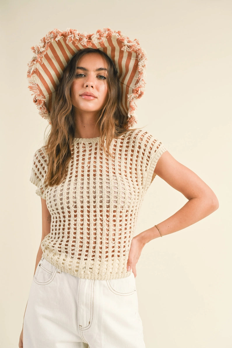 Beige Crochet Knitted  Reversible Top