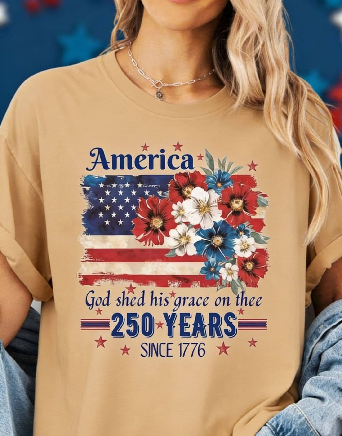 250th Floral Flag Cotton Tee