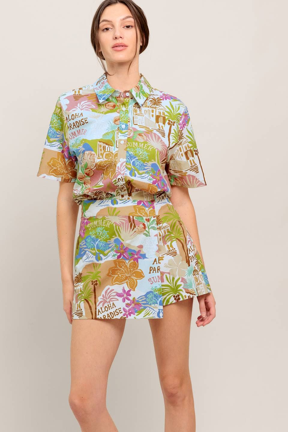 A printed woven skort - The Season Boutique