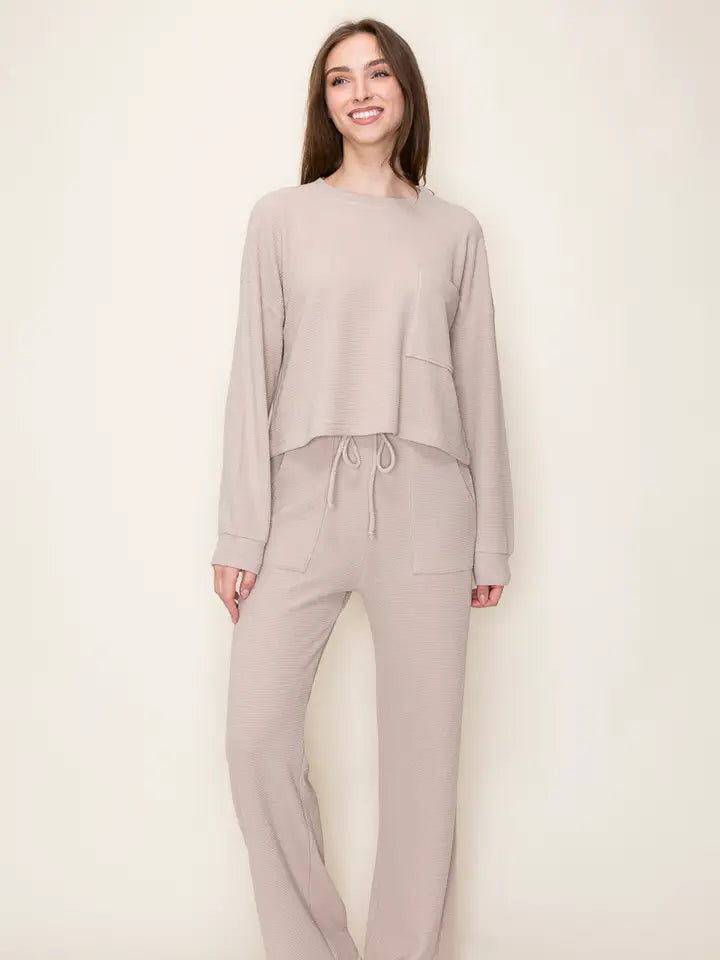 Knit Pants with Pockets and Drawstring