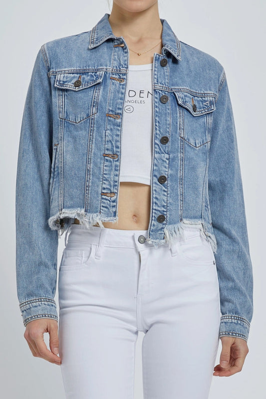 Medium Wash Cropped Jacket - The Season Boutique