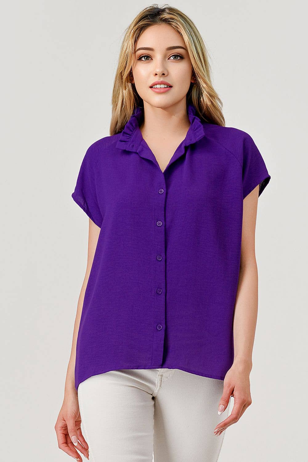 Lila Button Short Sleeve GameDay Top