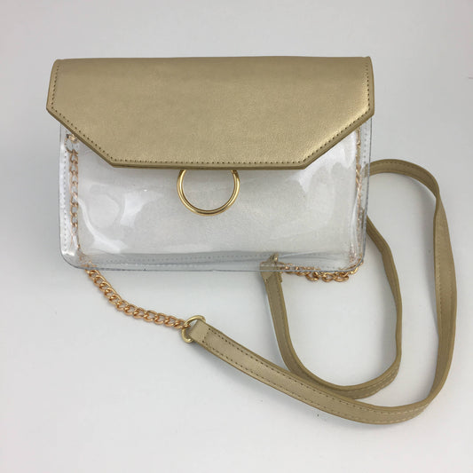 gold trim clear bag