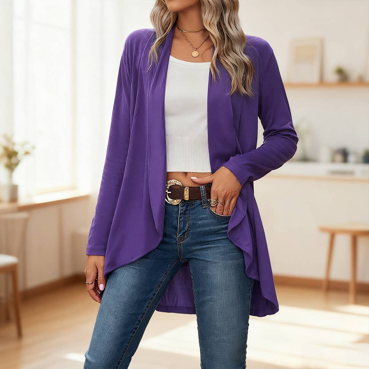 Long-sleeved loose knitted cardigan